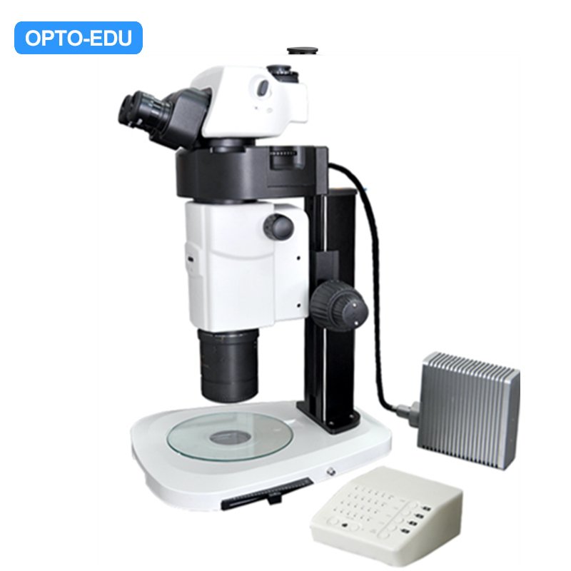 Zoom Flourescent Stereo Microscope Parallel , 0.75x-13.5x, 1:18, APO, Upper & Bottom Light Model : A23.1008-F