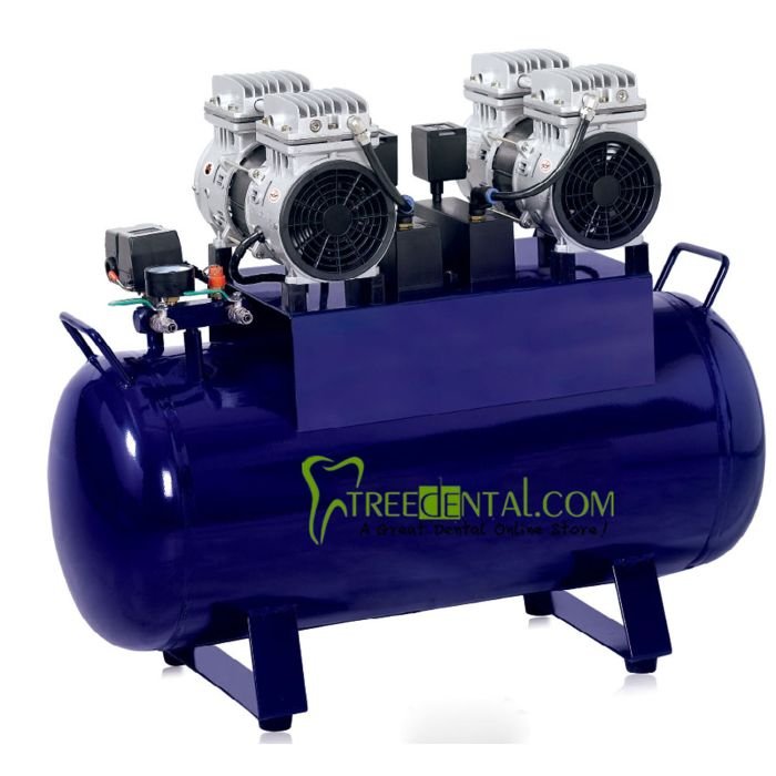 Noiseless Oil Free Dental Air Compressor Support 3 PCS Dental Chair 60L,1100W